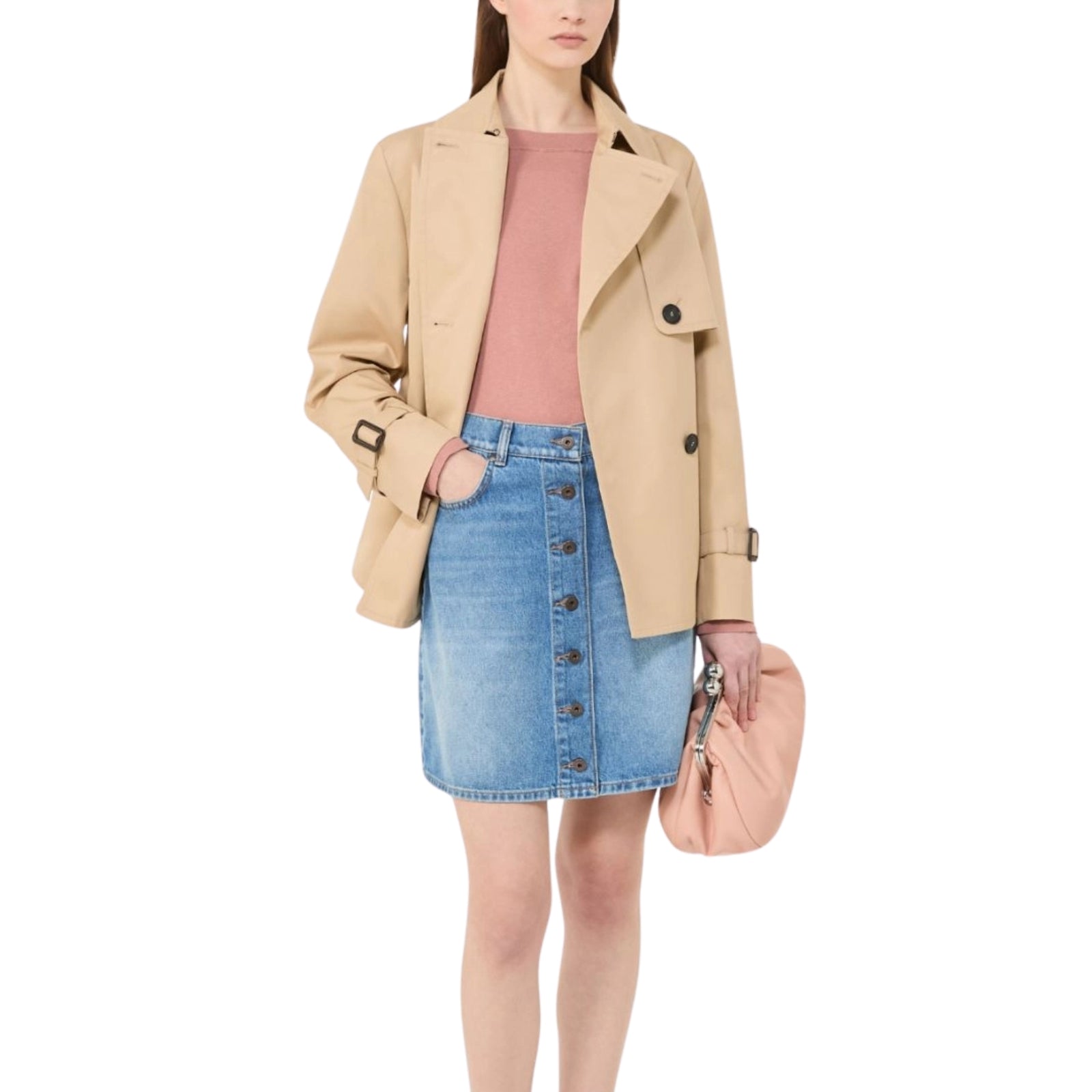 Trench BIGLIA crop in gabardina antigoccia
