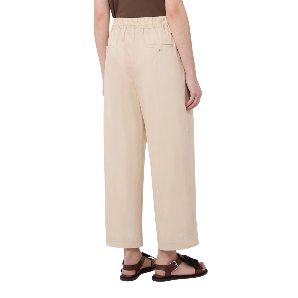 Pantalone cropped gamba larga - Beige