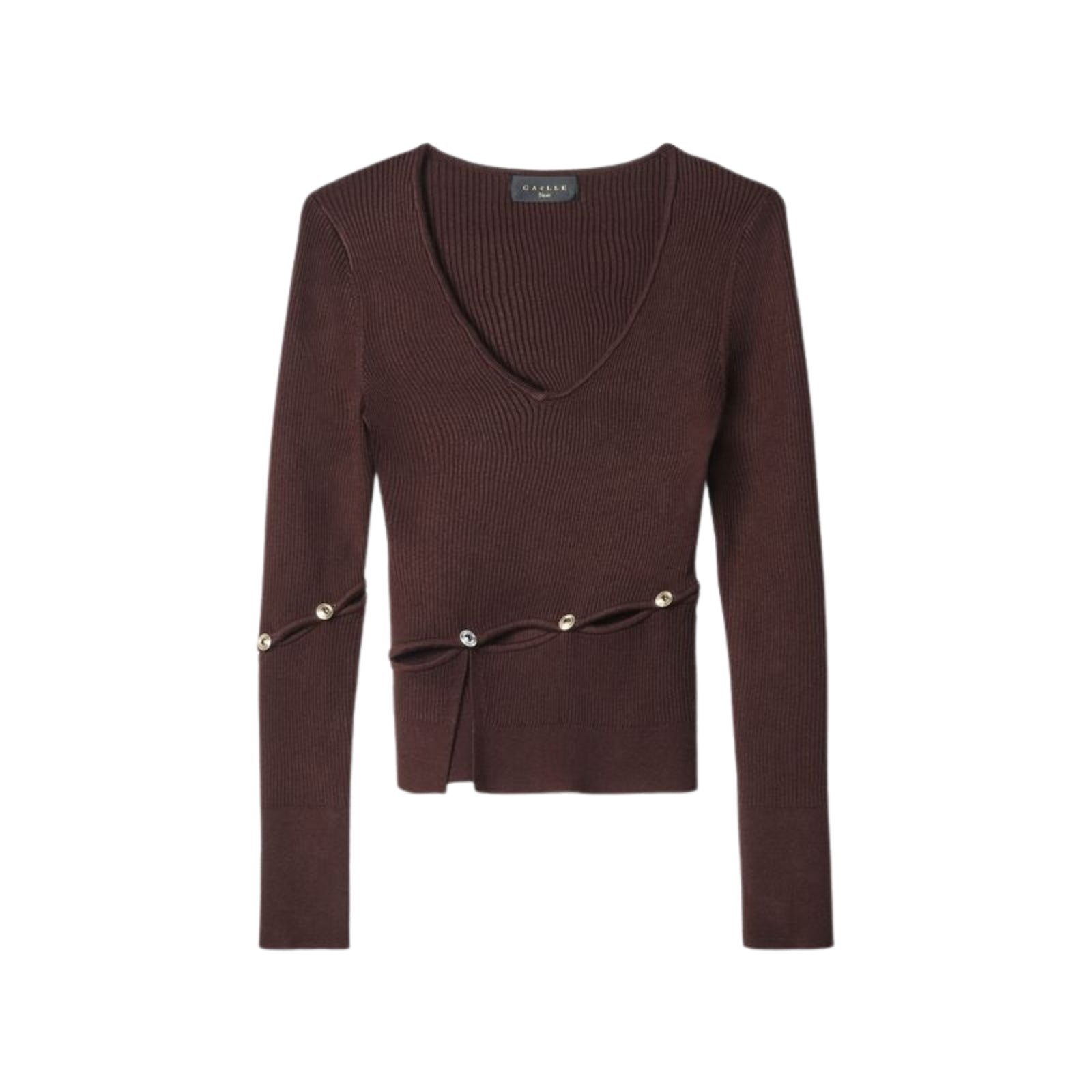 Maglia con scollo a V e inserti - MORO