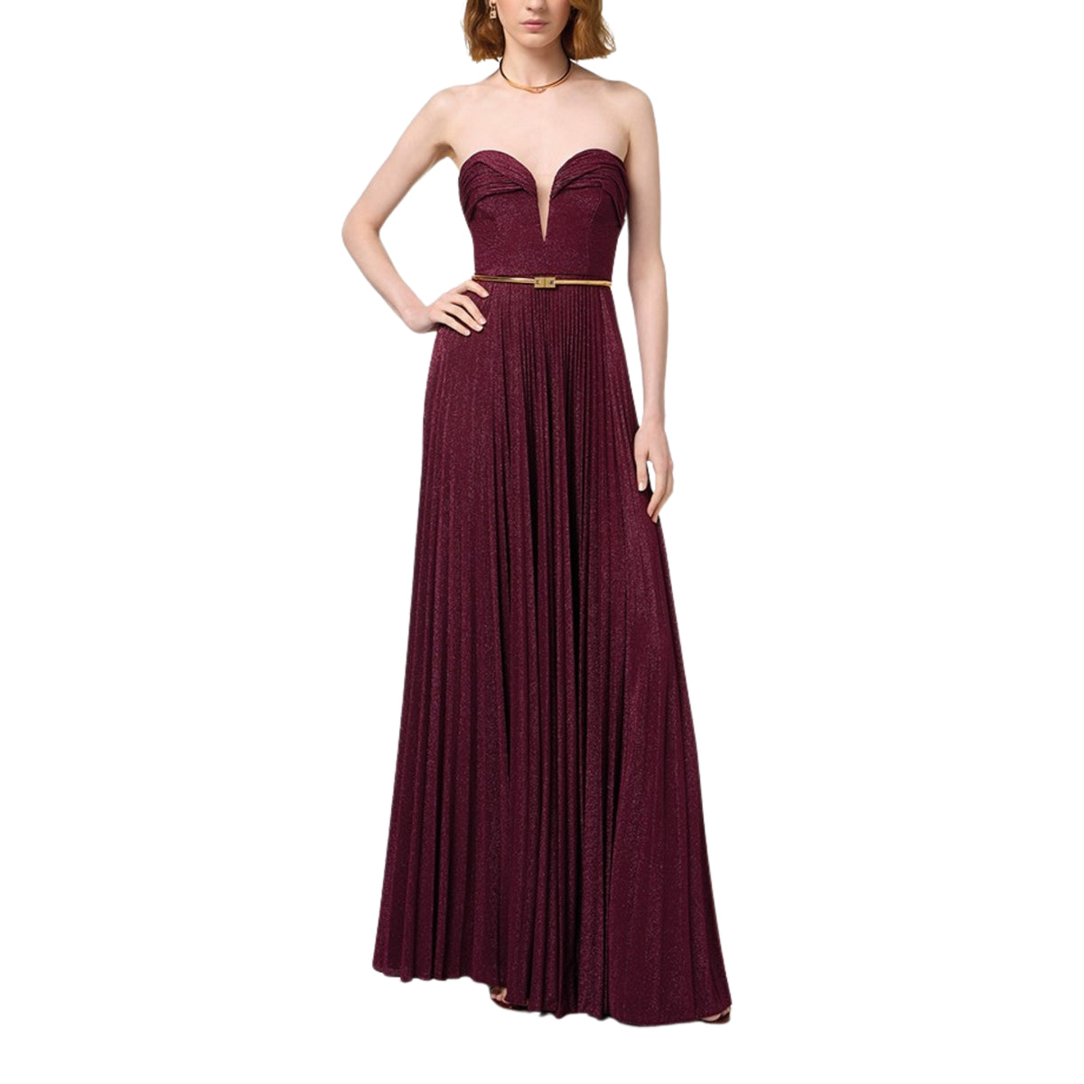 Abito red carpet in jersey lurex con scollo a cuore - Rouge Noir