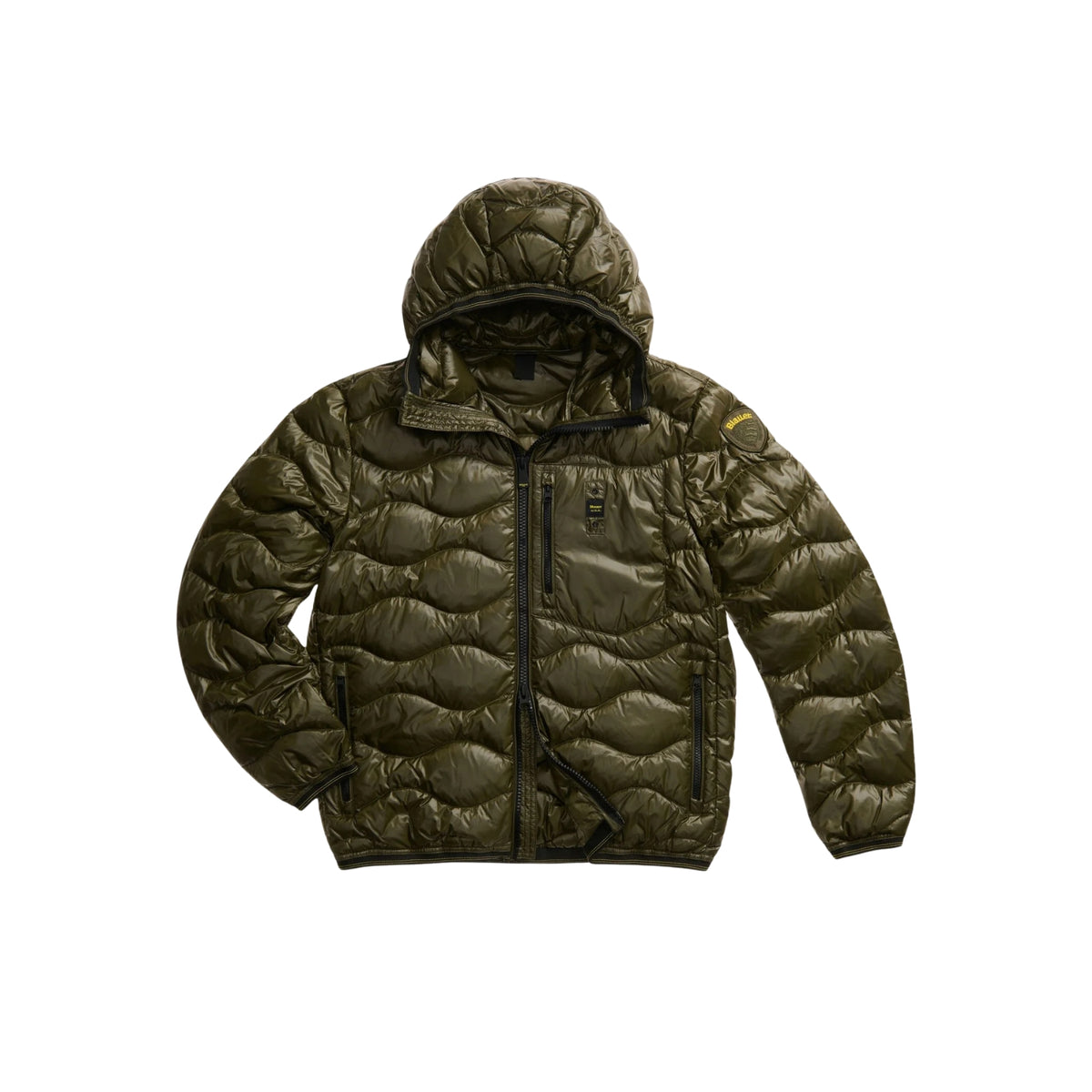 Piumino trapuntato ad onde con taschina - Verde
