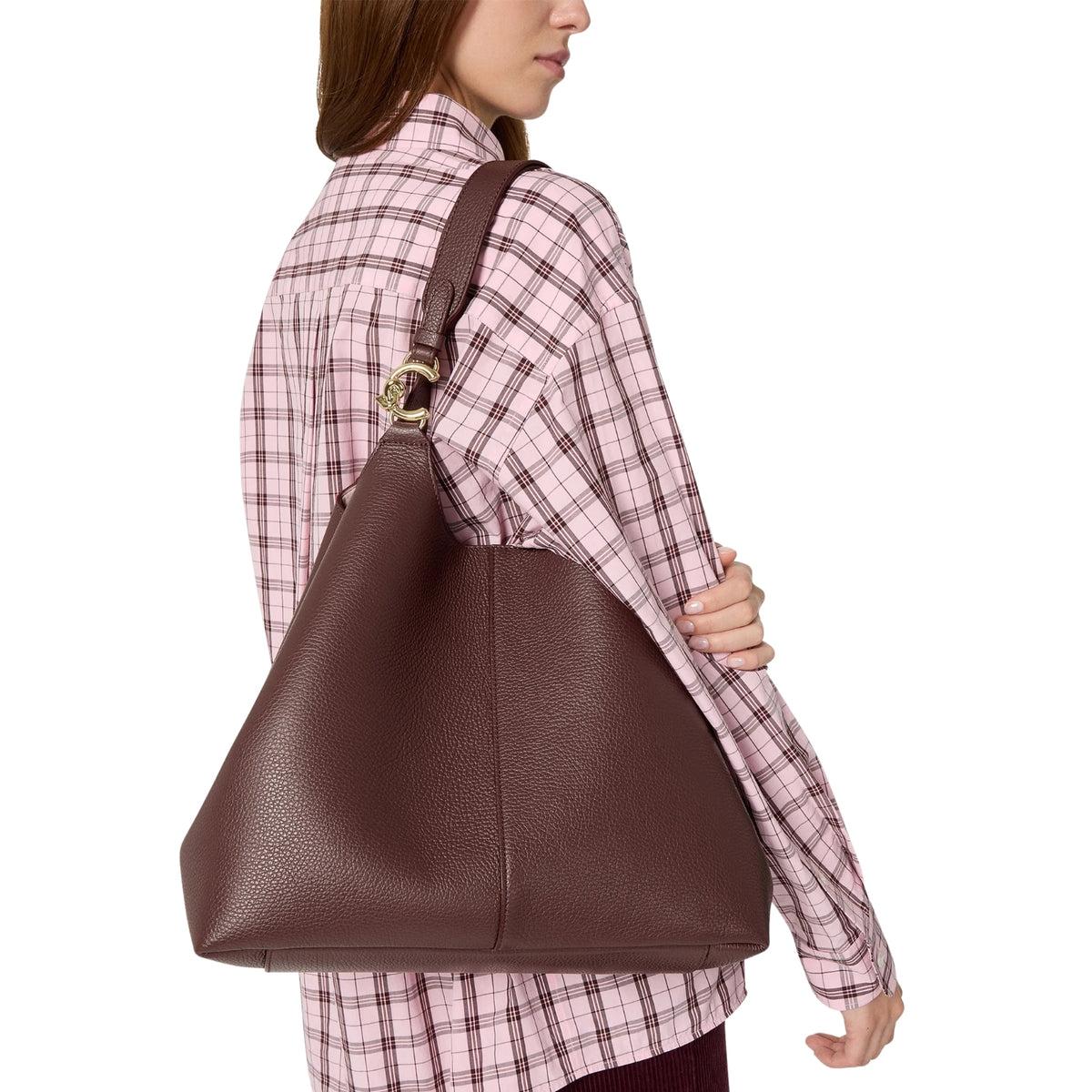 Borsa C-Easy shopping bag in pelle - Berry