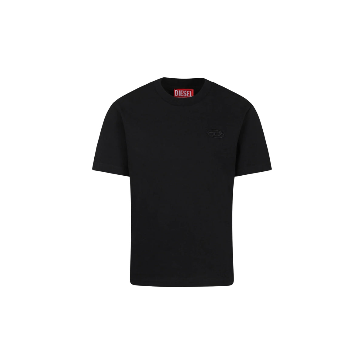 T-shirt Diesel in cotone pesante con logo ricamato - Nero
