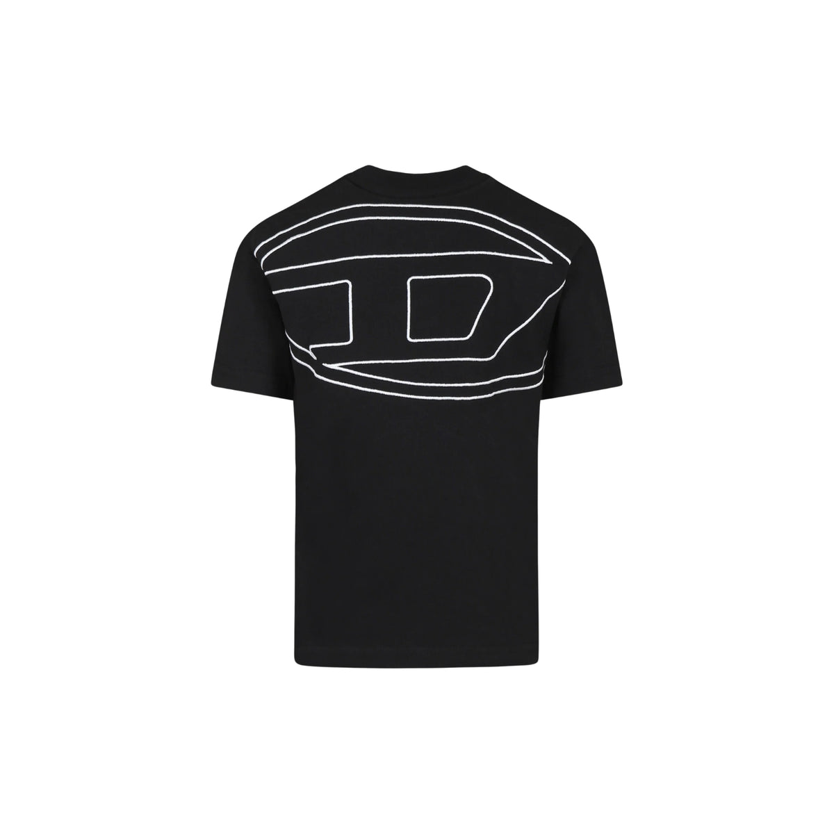 T-shirt Diesel in cotone pesante con logo ricamato - Nero