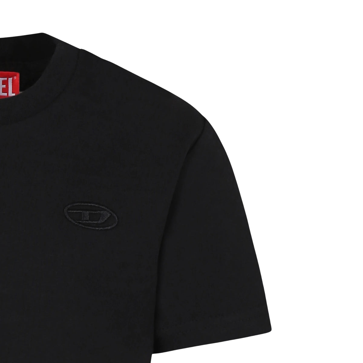 T-shirt Diesel in cotone pesante con logo ricamato - Nero