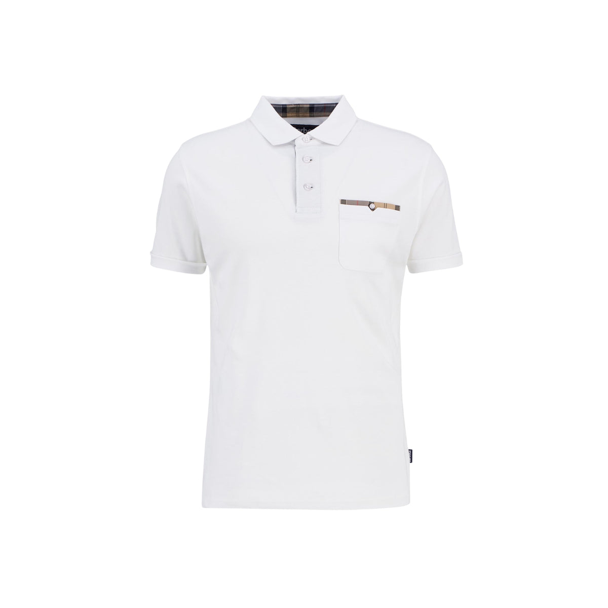 Polo Corpatch in cotone interlock con tartan - Bianco
