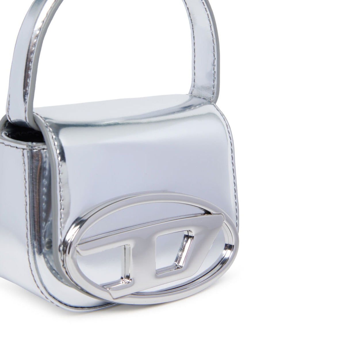 Borsa Mini borsa/pochette da donna in pelle lucida - Argento