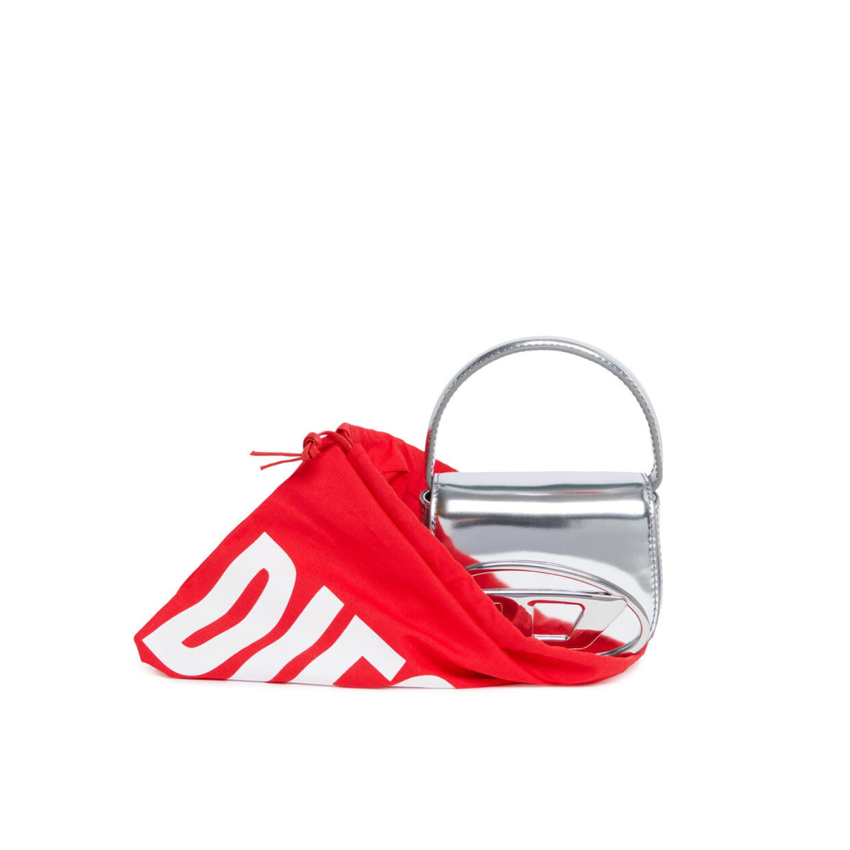 Borsa Mini borsa/pochette da donna in pelle lucida - Argento