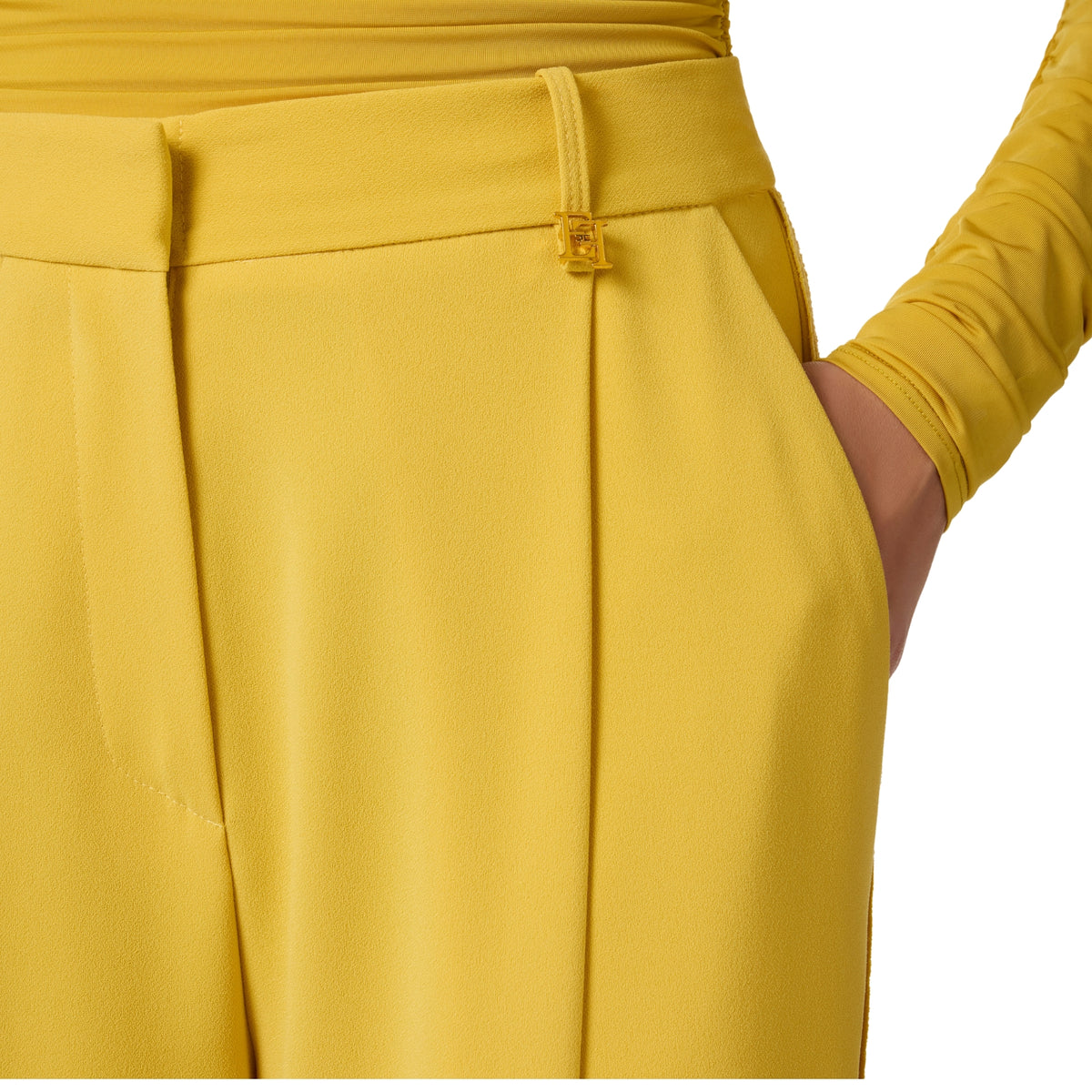 Pantalone in crêpe con charm logo - Giallo
