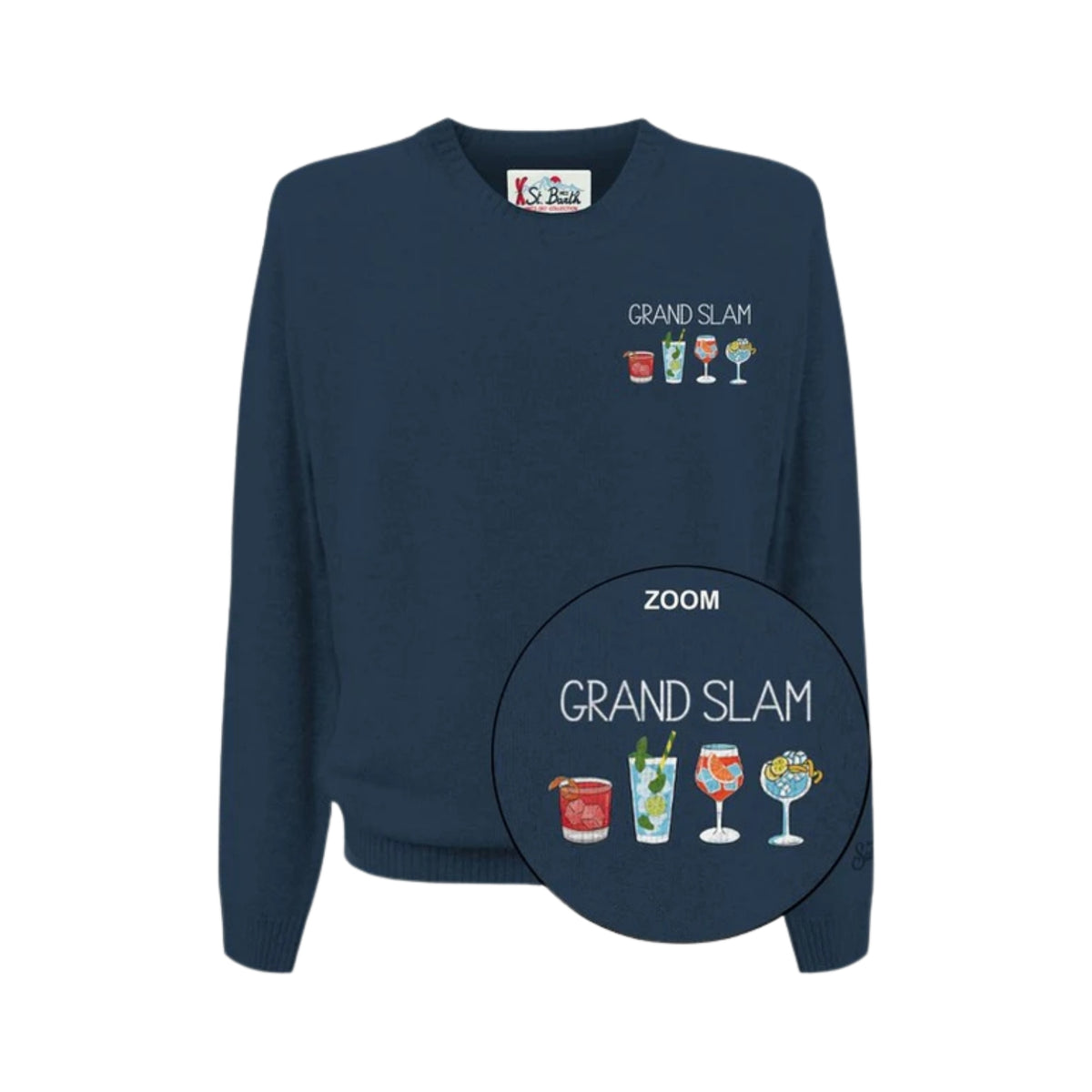 Maglione girocollo in misto cashmere - Blu