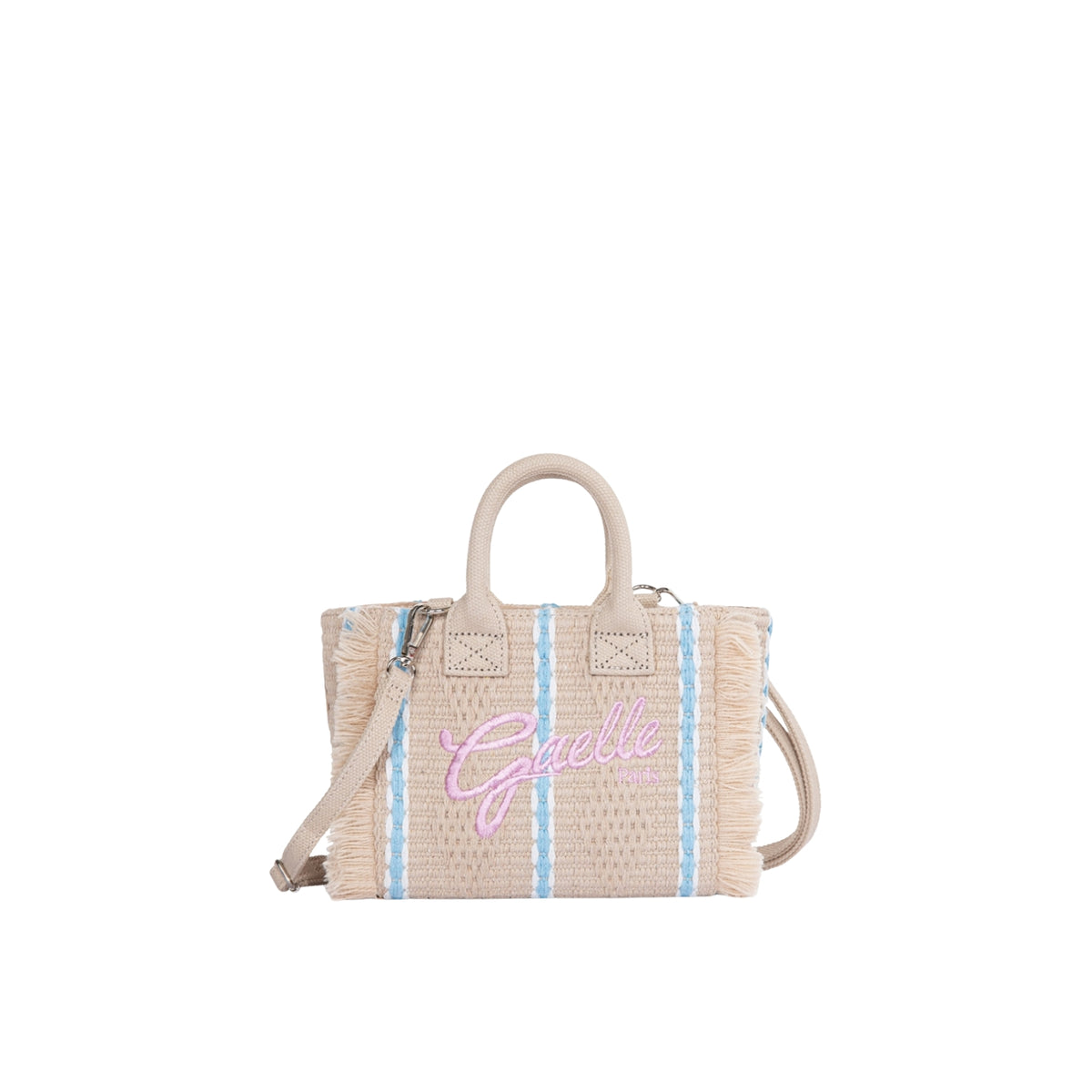 Mini Shopper con ricamo firma rosa - Beige