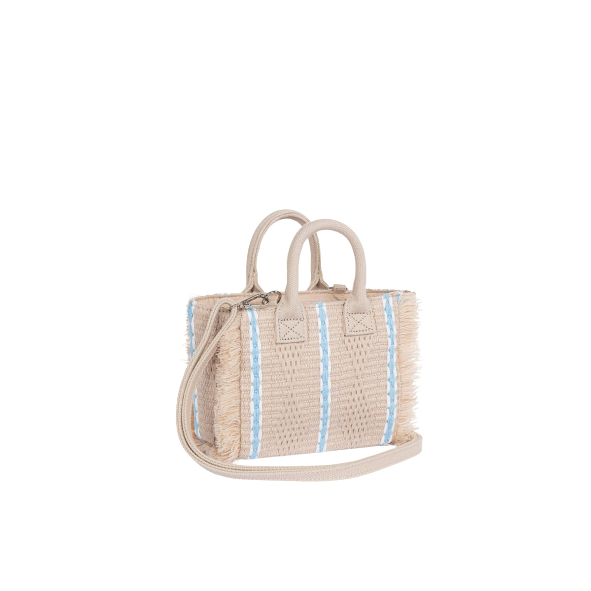 Mini Shopper con ricamo firma rosa - Beige