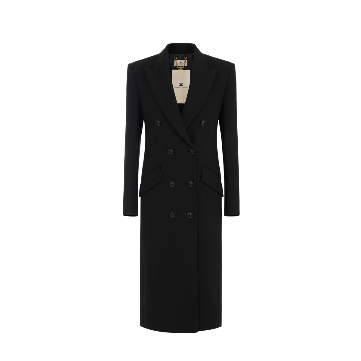 Cappotto in doppio crêpe con rever a lancia - Nero