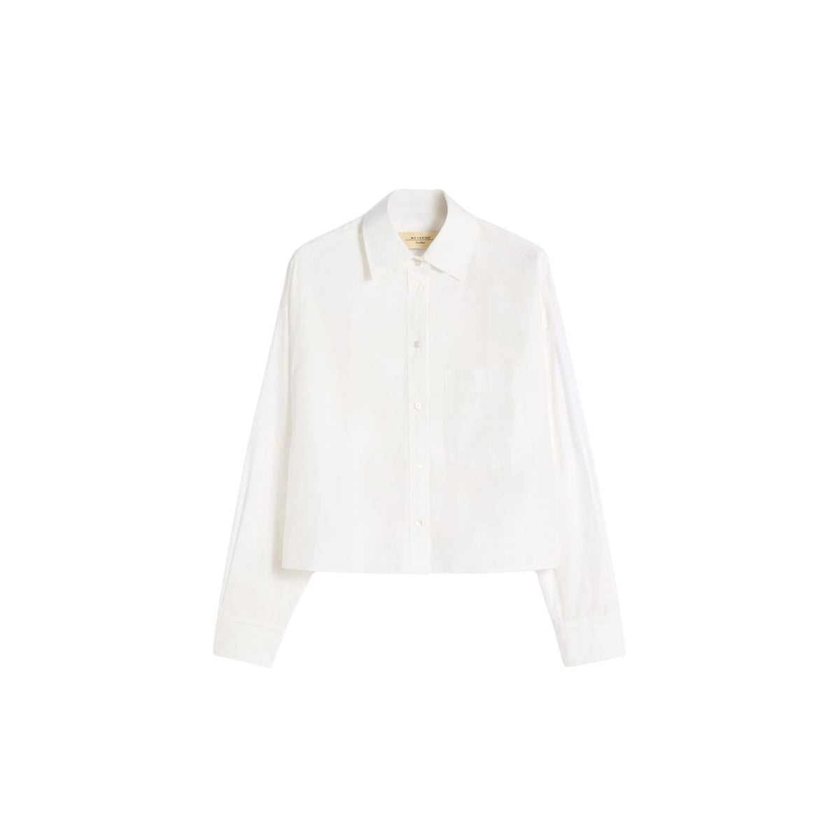 Camicia crop in popeline con pieghe sul retro - Bianco