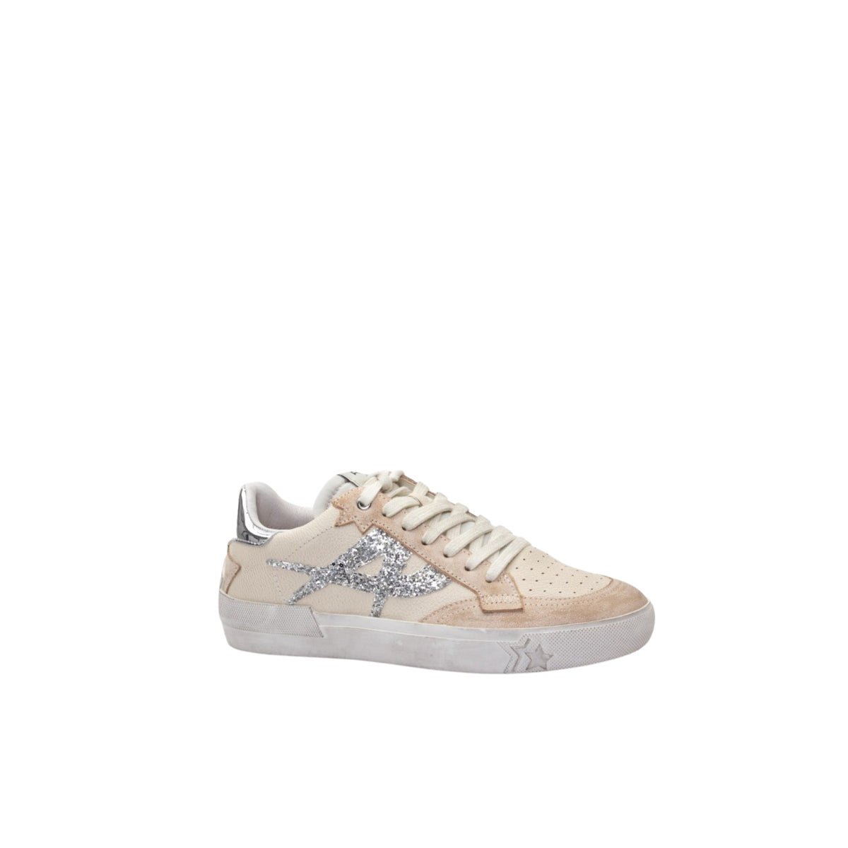 Sneaker Moonlight in pelle con punta traforata - Beige