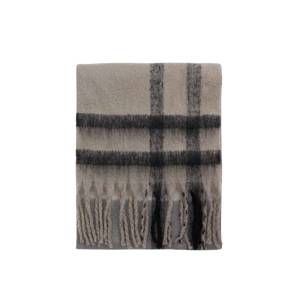 Sciarpa Isla tartan con nappe XL - Grigio