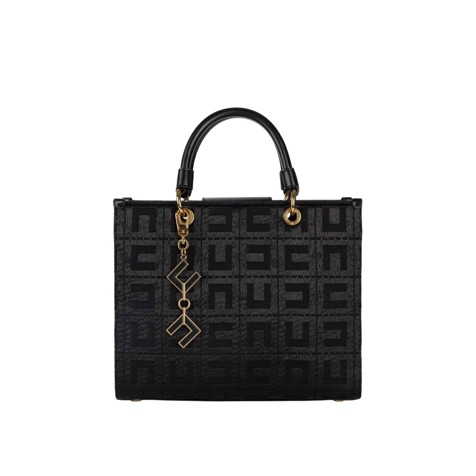 Borsa  in tessuto jacquard con charms logo