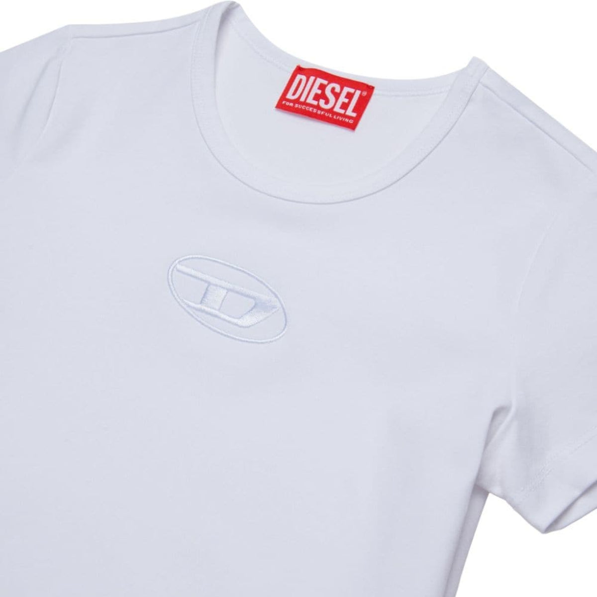T-shirt bambina con ricamo logo Oval D - Bianco
