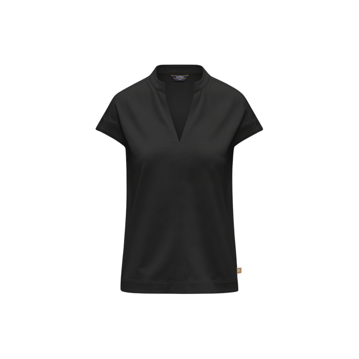 T-shirt Isele scollo a V colletto coreana - Nero