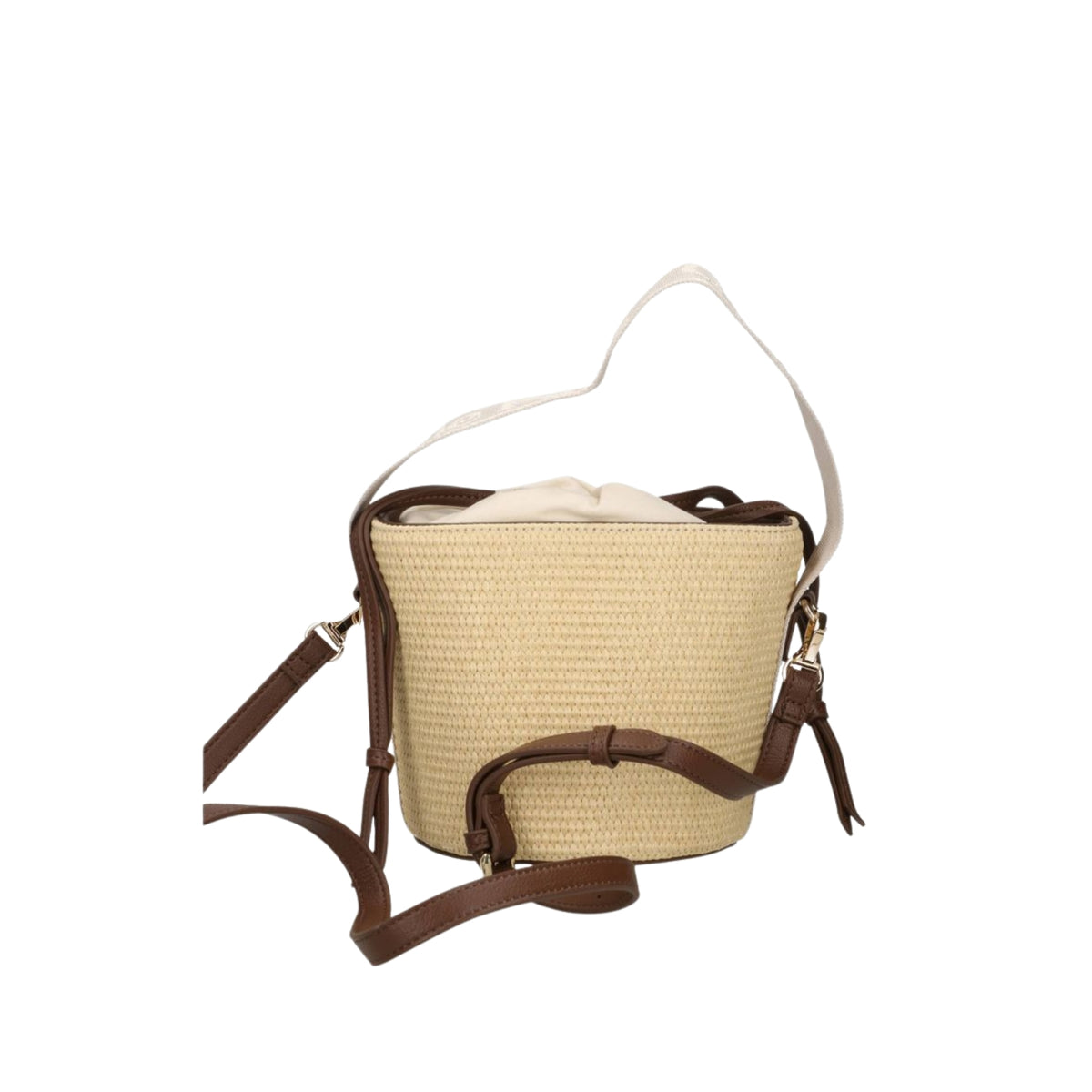 Mini Bucket con manico jacquard - Beige