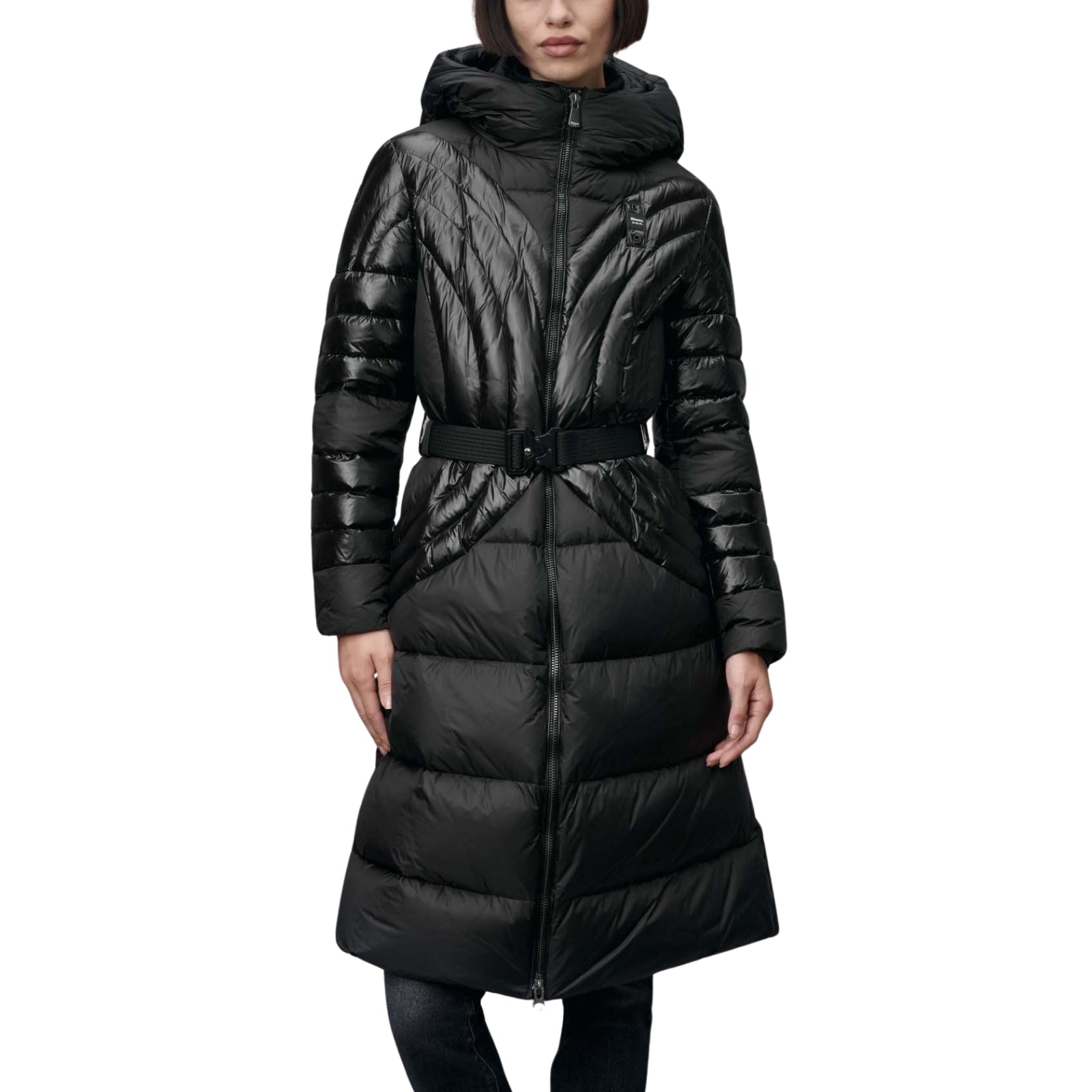 Piumino lungo trapuntato con cintura