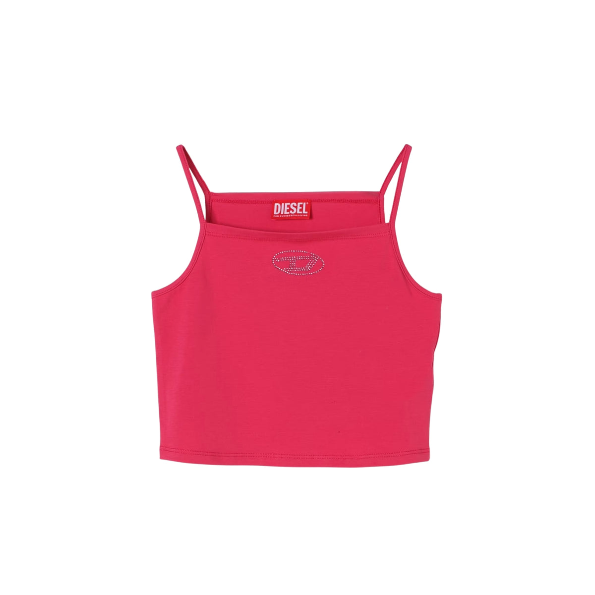 Top bambina con logo Diesel strass - Rosa