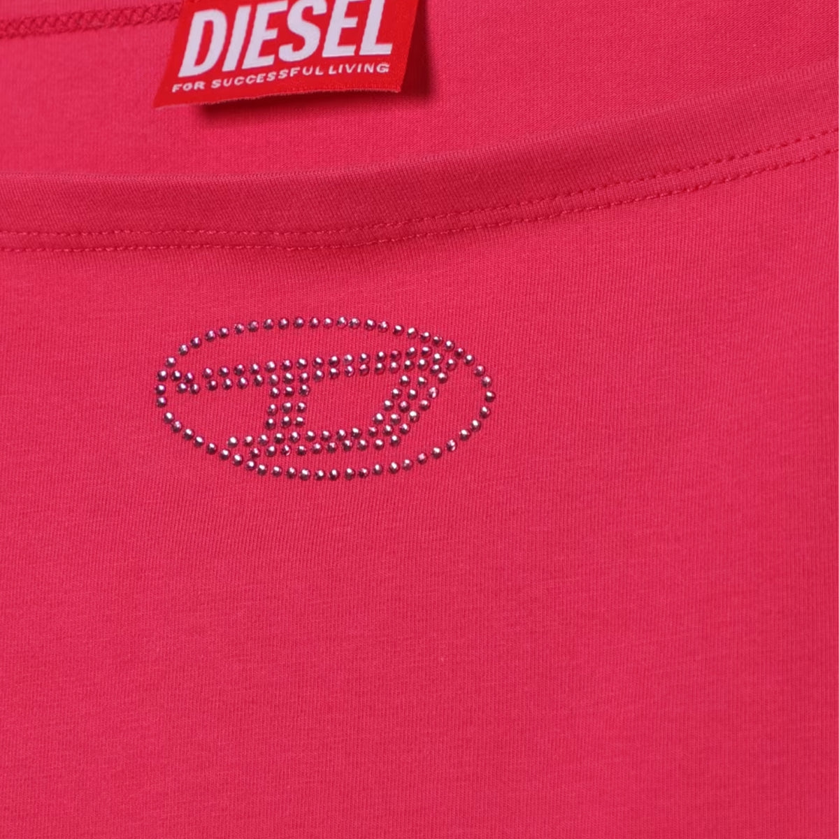 Top bambina con logo Diesel strass - Rosa
