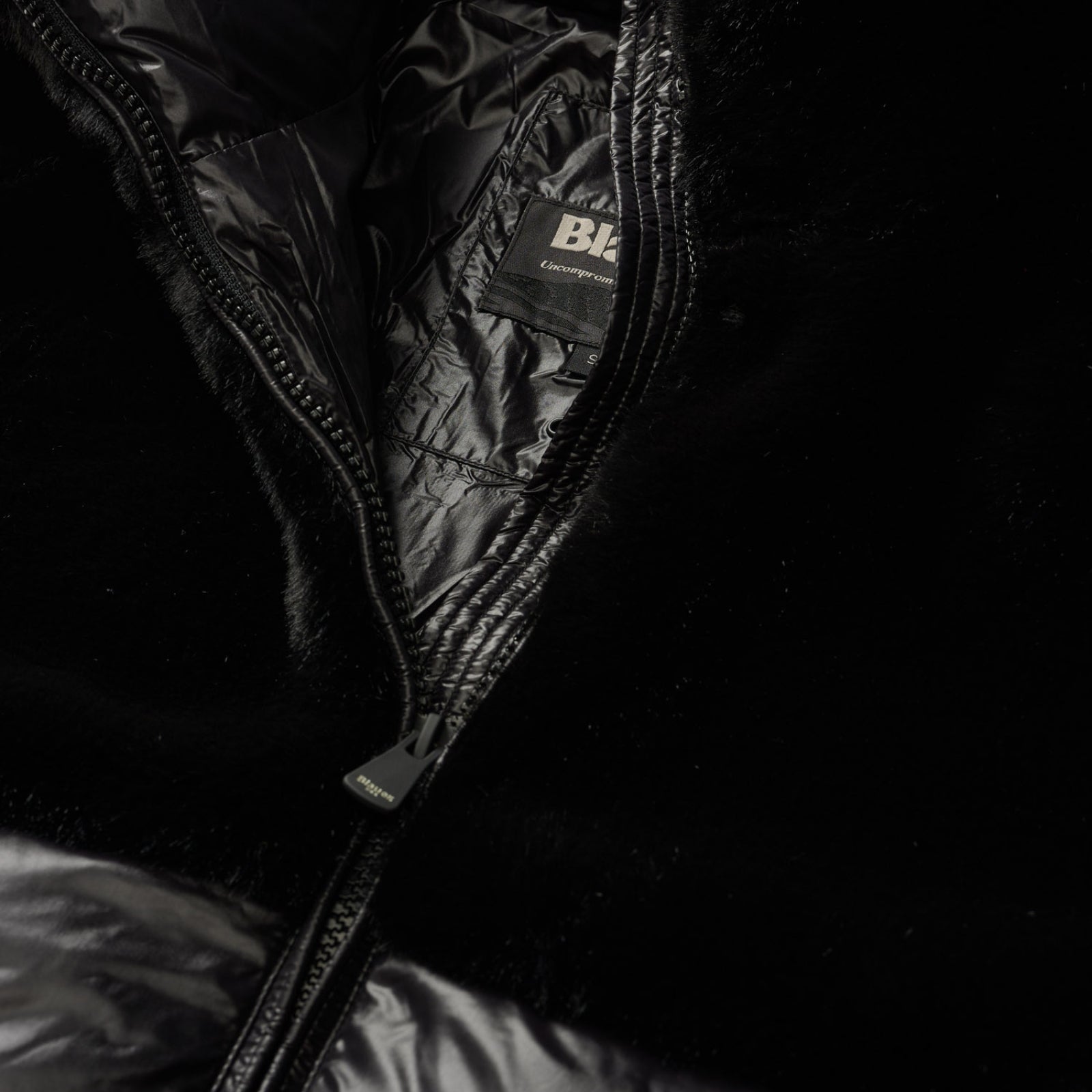 GIUBBETTO NYLON CON PELLICCIA ECO FANEVIL - NERO
