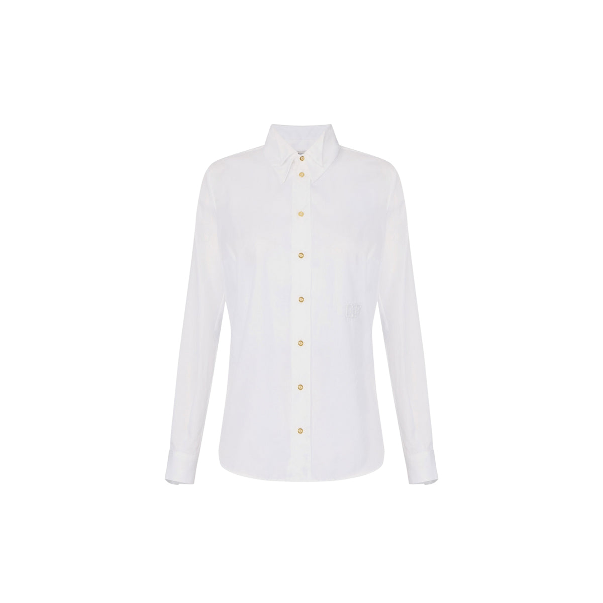 Camicia con doppio colletto smoking e bottoni dorati - Bianco