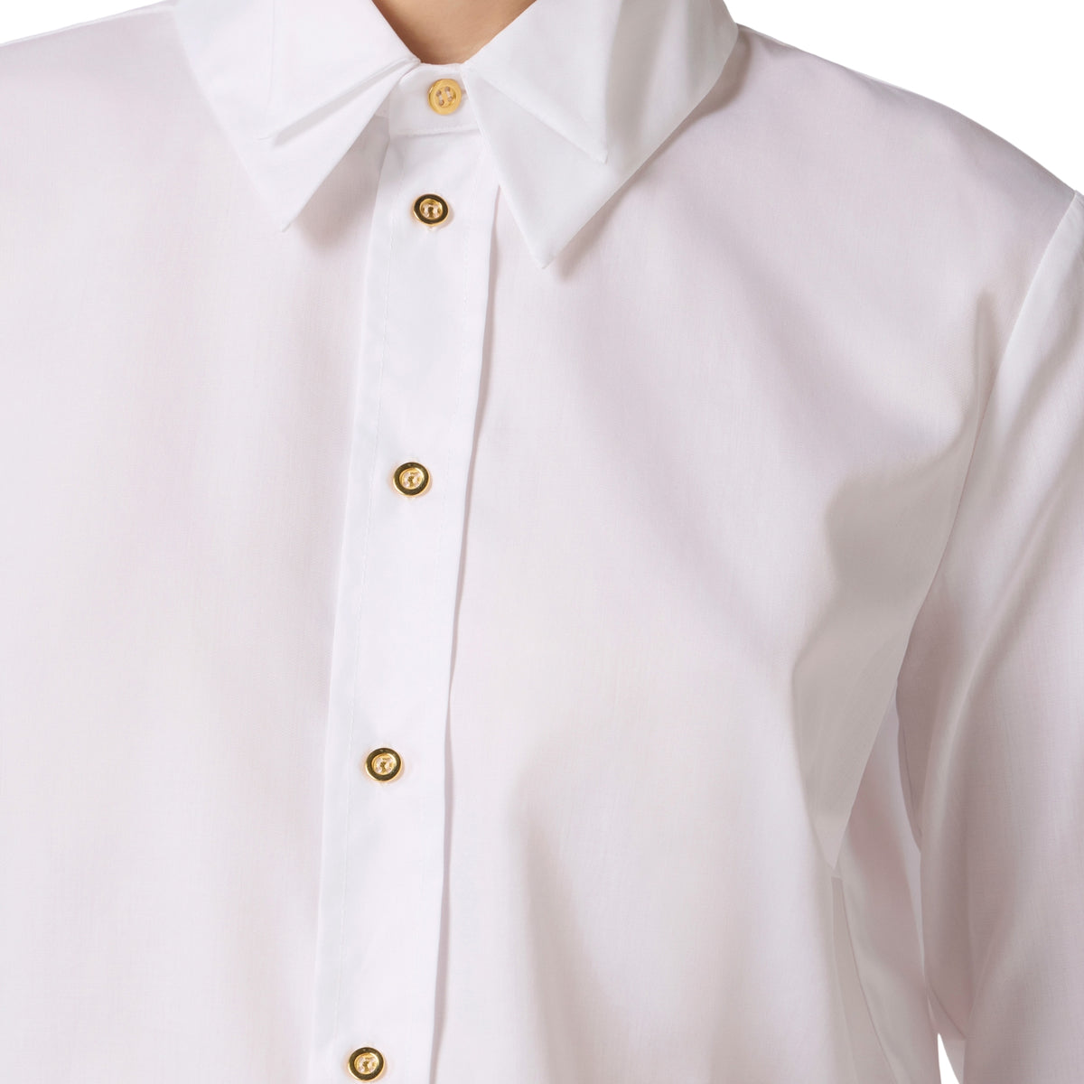 Camicia con doppio colletto smoking e bottoni dorati - Bianco