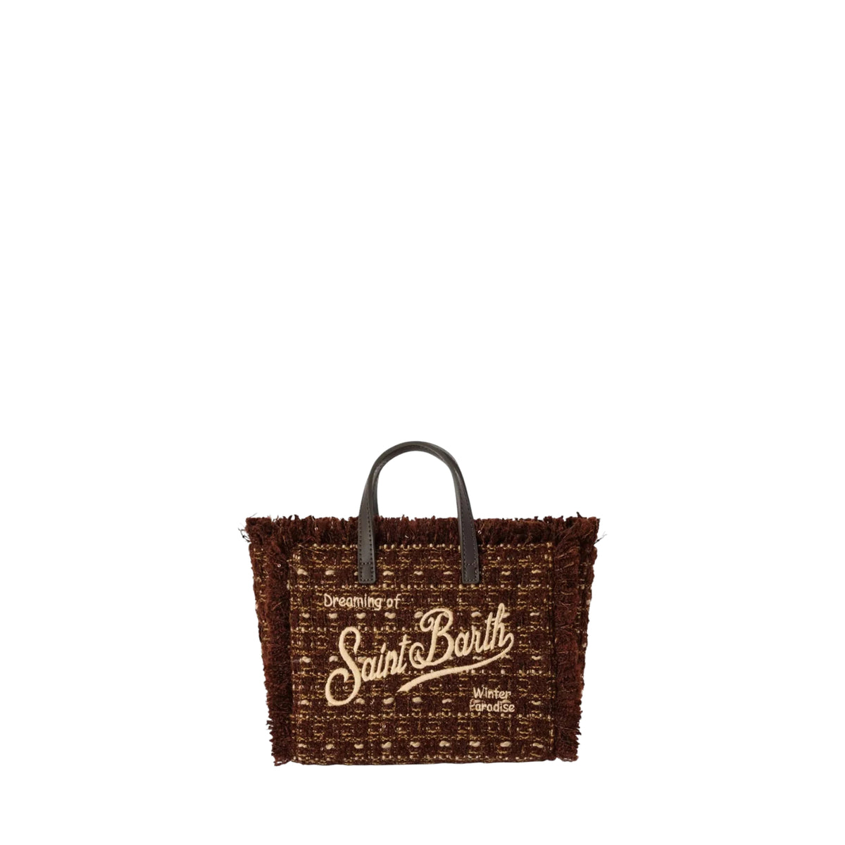 Borsa Mini Vanity in tweed con ricamo logo