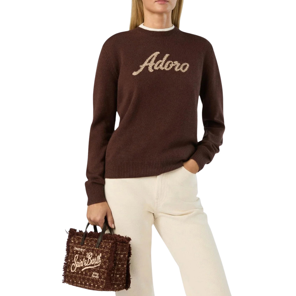 Borsa Mini Vanity in tweed con ricamo logo
