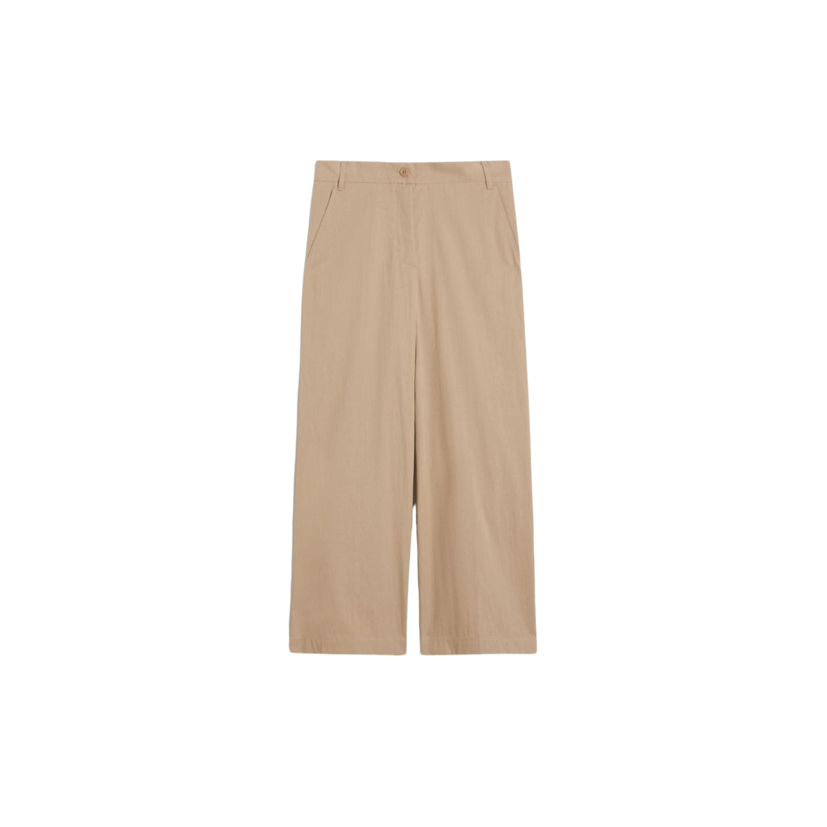 Pantalone wide leg cropped in gabardina - Beige
