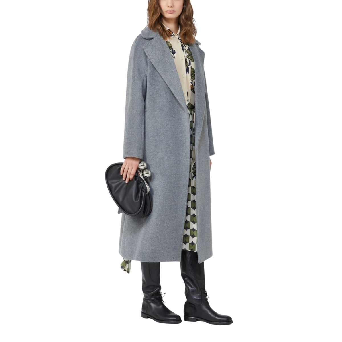 Cappotto a vestaglia in lana e alpaca - Grigio