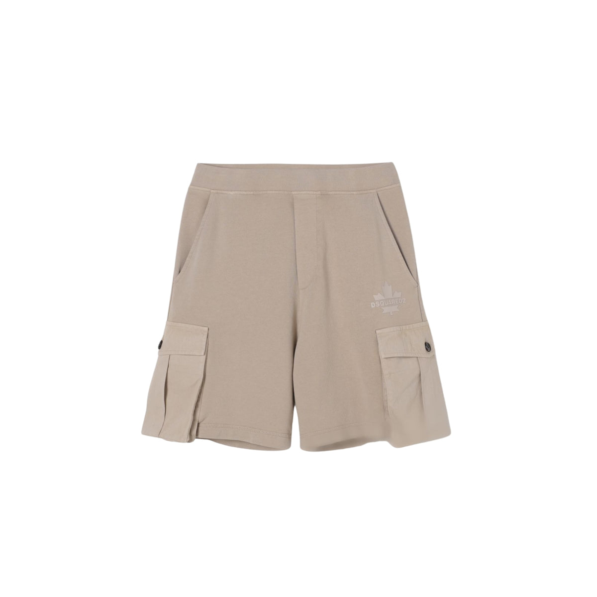 Pantaloncino cargo in felpa di cotone - Beige