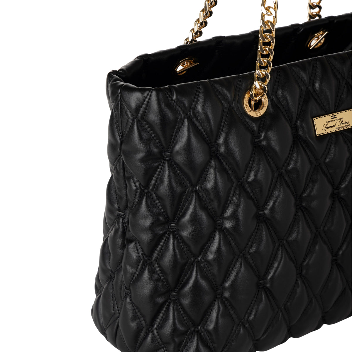 Borsa Shopper effetto pelle con lavorazione embossed - Nero