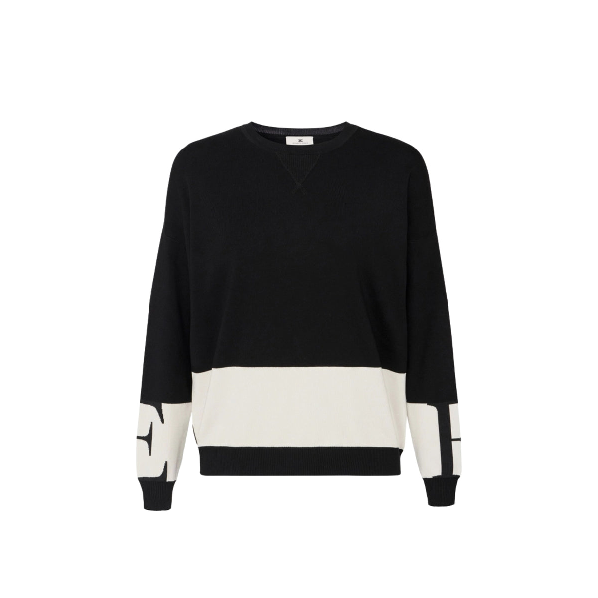 Maglia in viscosa con loghi color-block - Nero