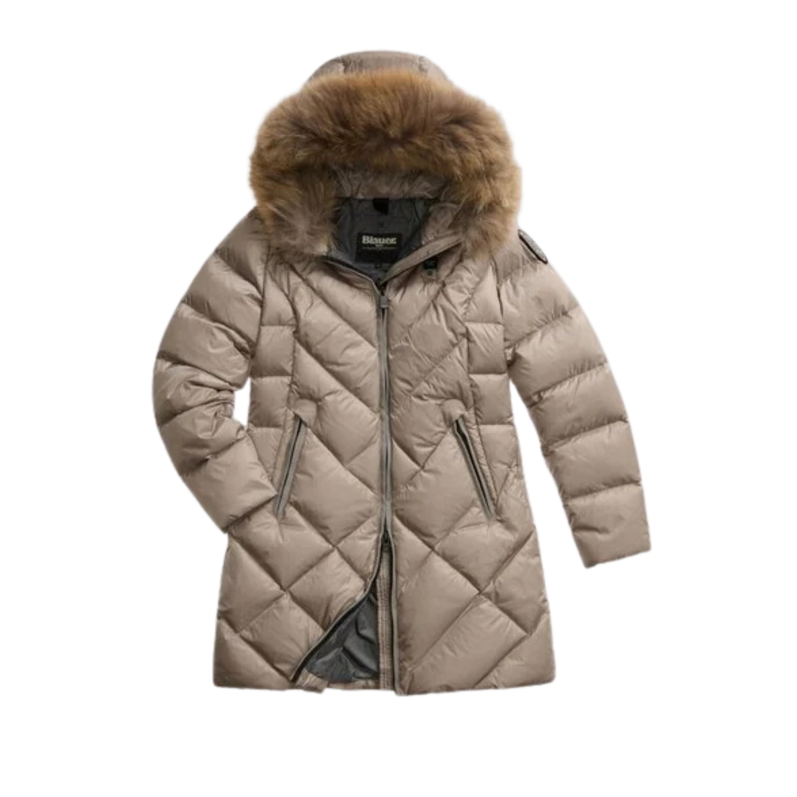 PIUMINO LUNGO ALTHEA CON LINEE GEOMETRICHE - BEIGE