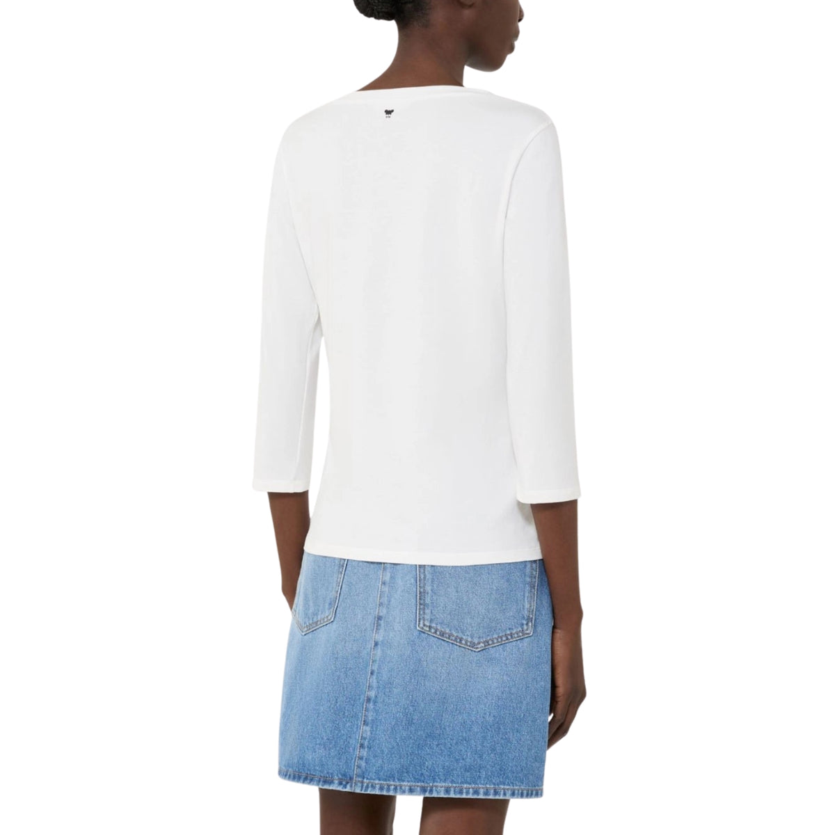 T-shirt basic in jersey di cotone stretch - Bianco
