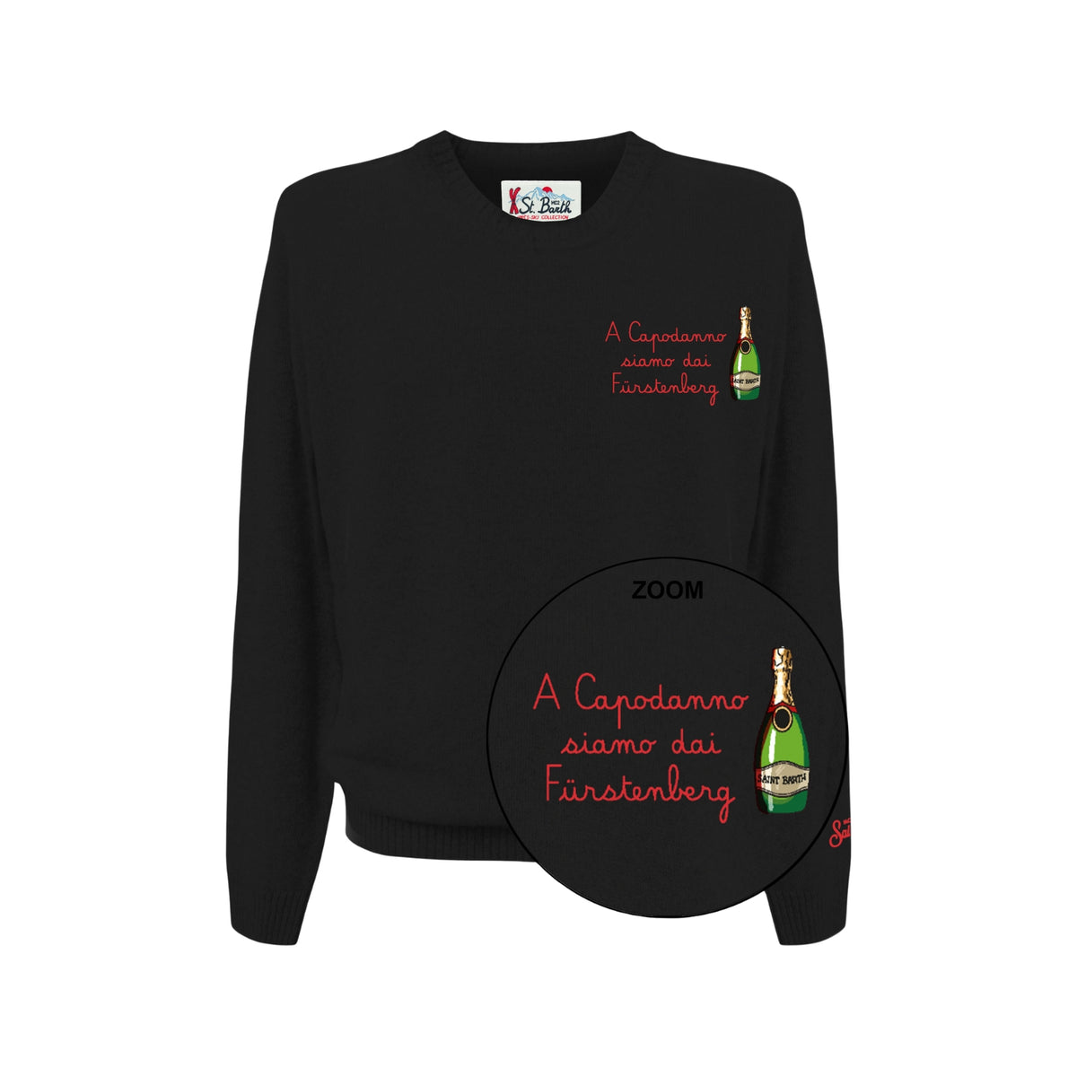 Maglione girocollo in misto cashmere - Nero