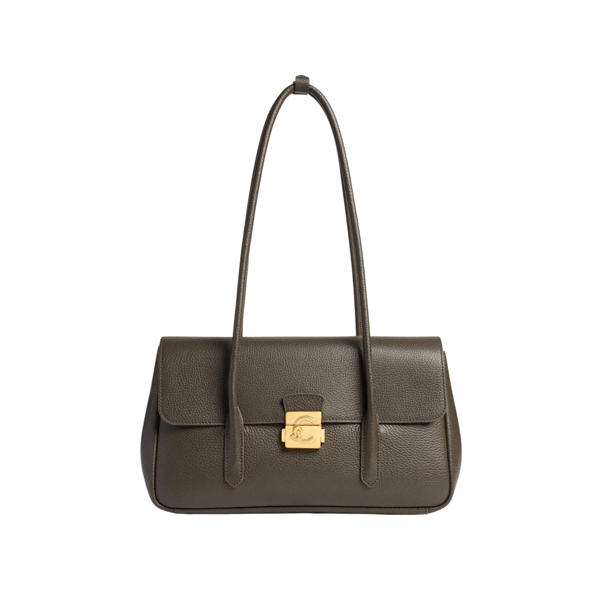 Borsa in pelle bottalata con chiusura distintiva - Fango