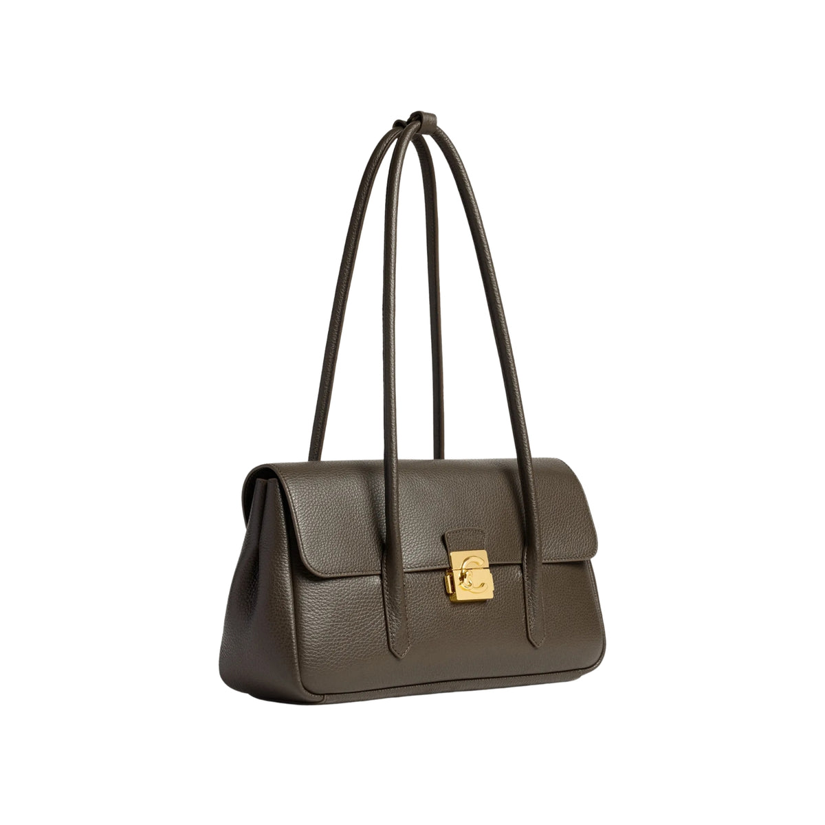 Borsa in pelle bottalata con chiusura distintiva - Fango