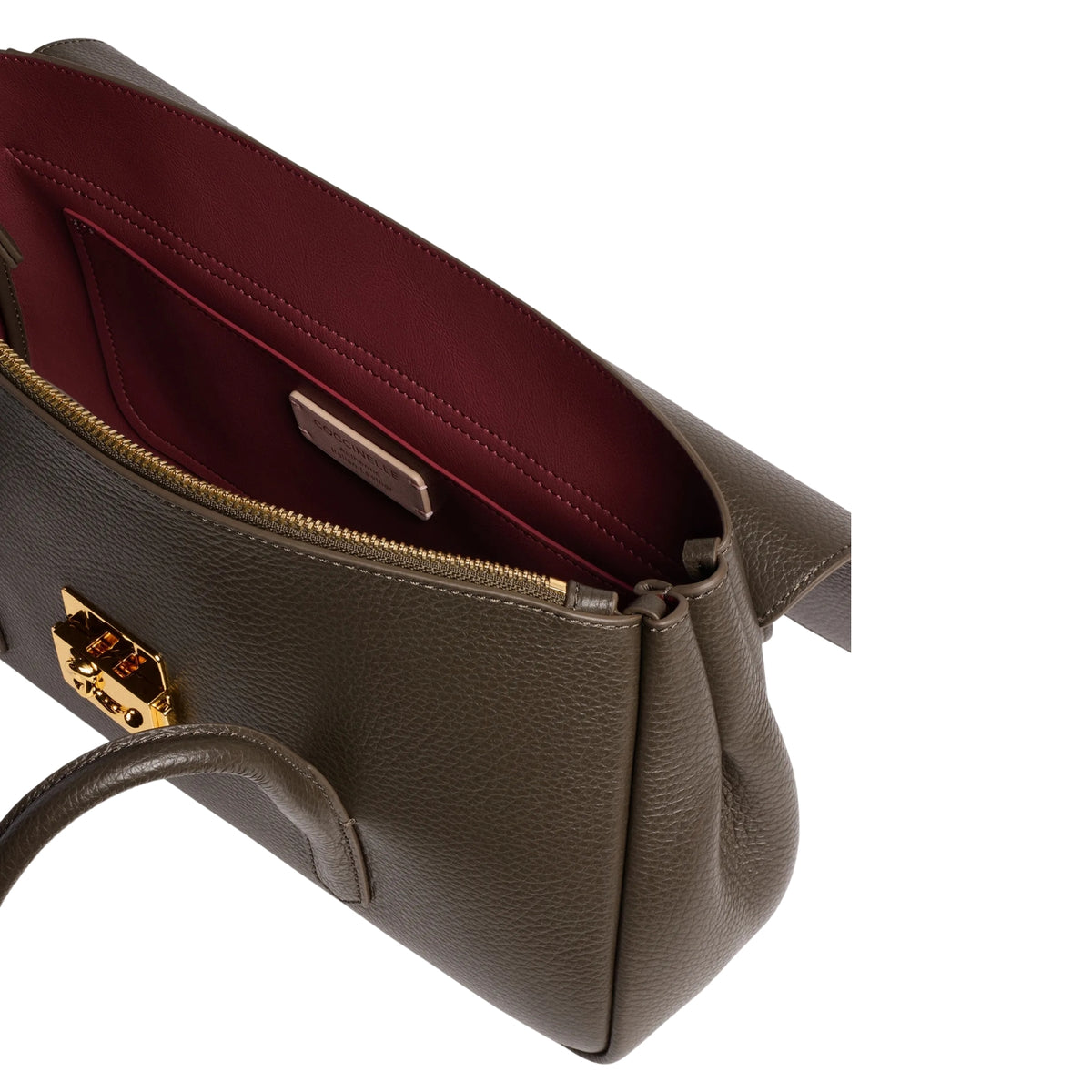 Borsa in pelle bottalata con chiusura distintiva - Fango