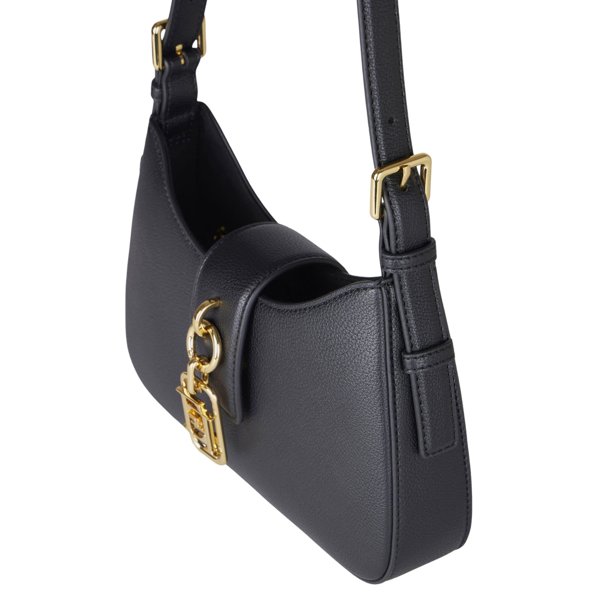 Borsa hobo piccola con charms - Nero