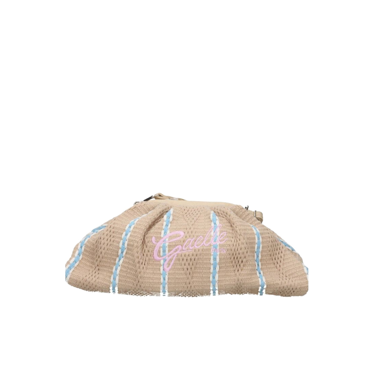 Maxi pochette con ricamo firma rosa - Beige