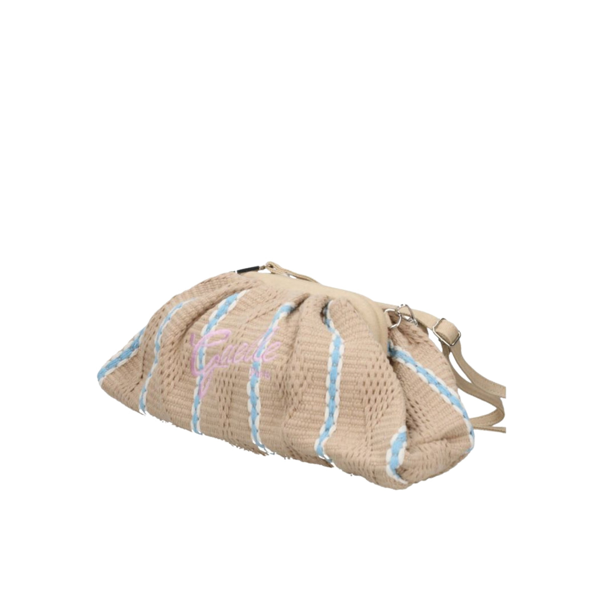 Maxi pochette con ricamo firma rosa - Beige