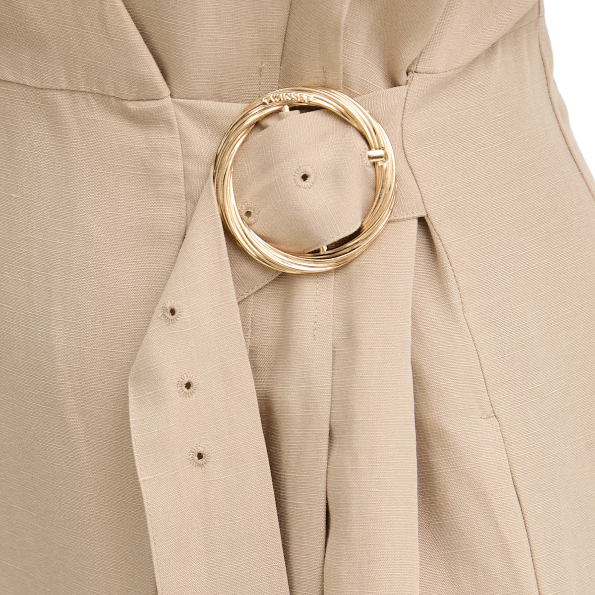Abito midi a portafoglio in lyocell - Beige