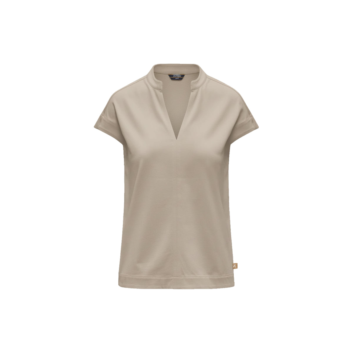 T-shirt Isele scollo a V colletto coreana - Beige