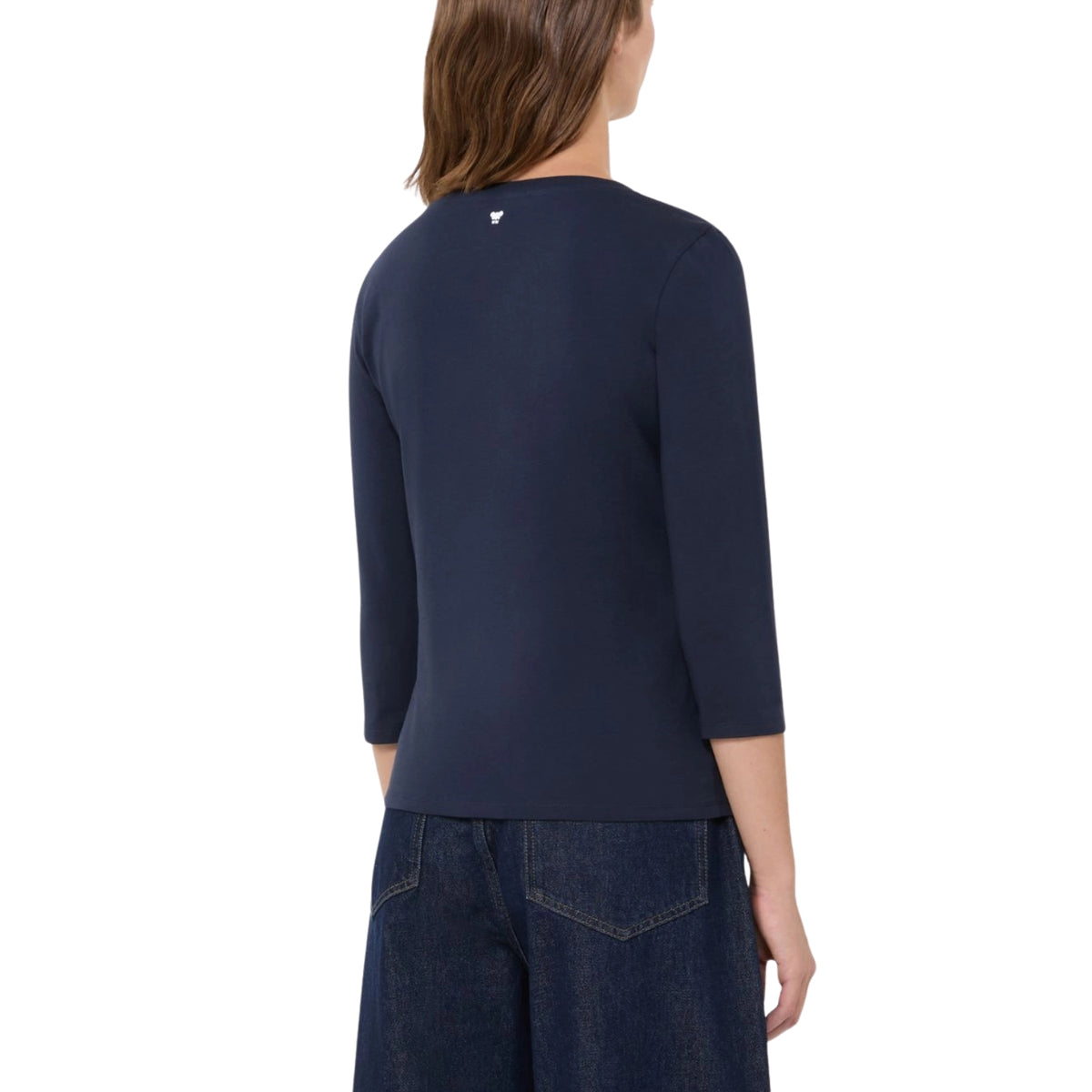 T-shirt basic in jersey di cotone stretch - Blu