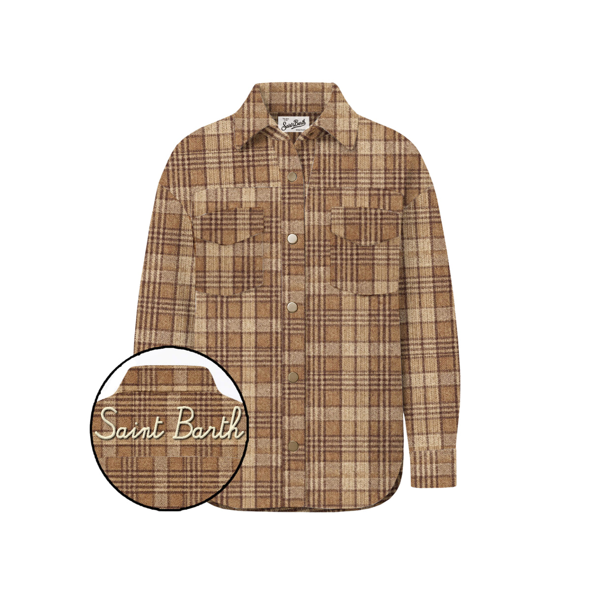 Sovracamicia Cambry in flanella con motivo tartan e ricamo logo